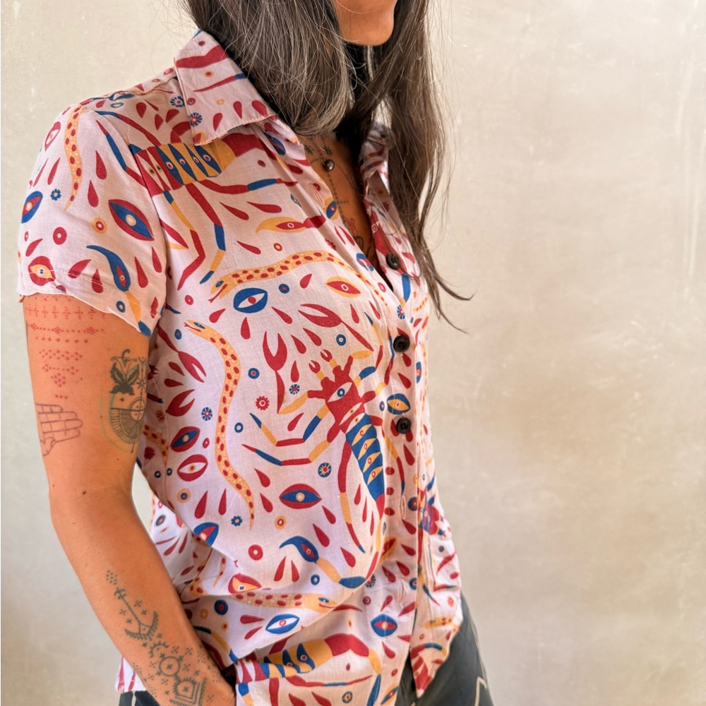 Nooworks Pink Multi-Print Short Sleeve Button-Down Shirt